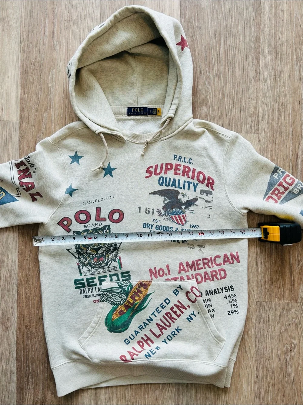 Rare Polo Ralph Lauren Graphic Logo Hoodie Sweatshirt